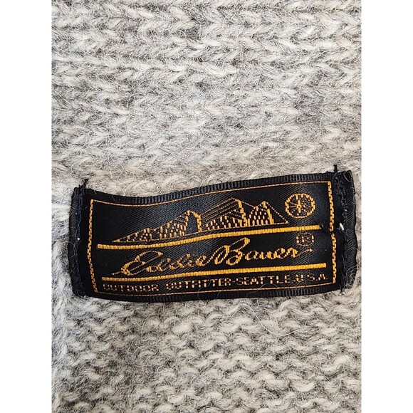 Vintage Eddie Bauer Sweater Men's L Gray Striped Wool Blend Shawl Collar 90's - Picture 4 of 7